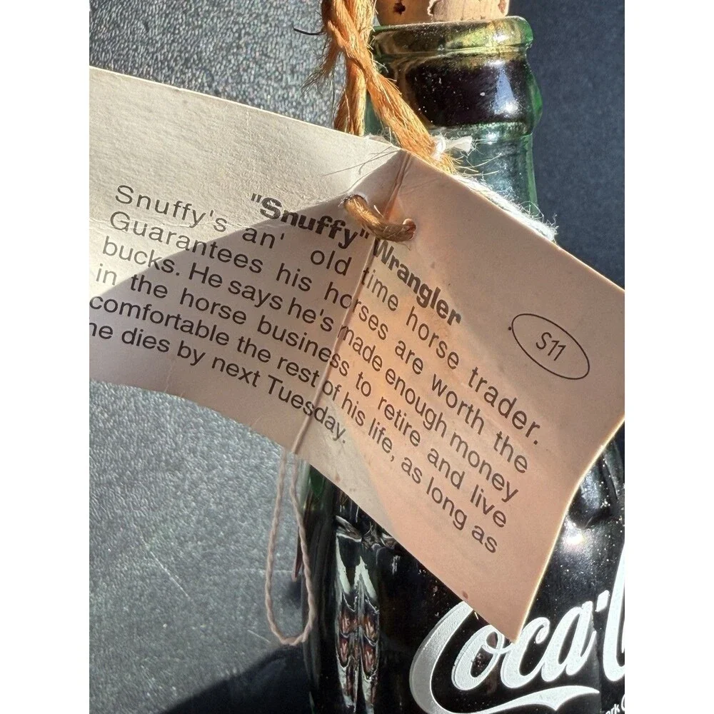 Vintage Coca Cola Bottle with Hand-Carved Wooden TopperFigurine